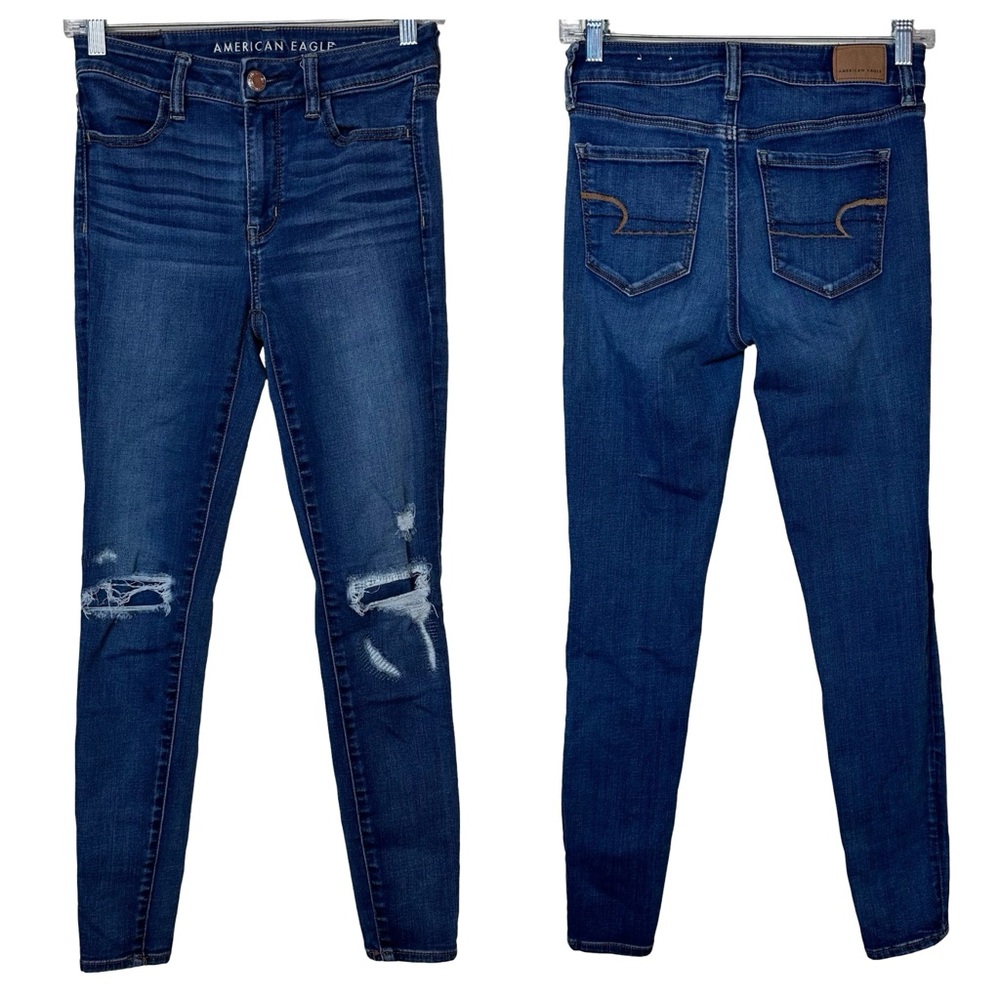American Eagle Hi-Rise Jegging Super Stretch Distressed High Waist Jeans US 4R